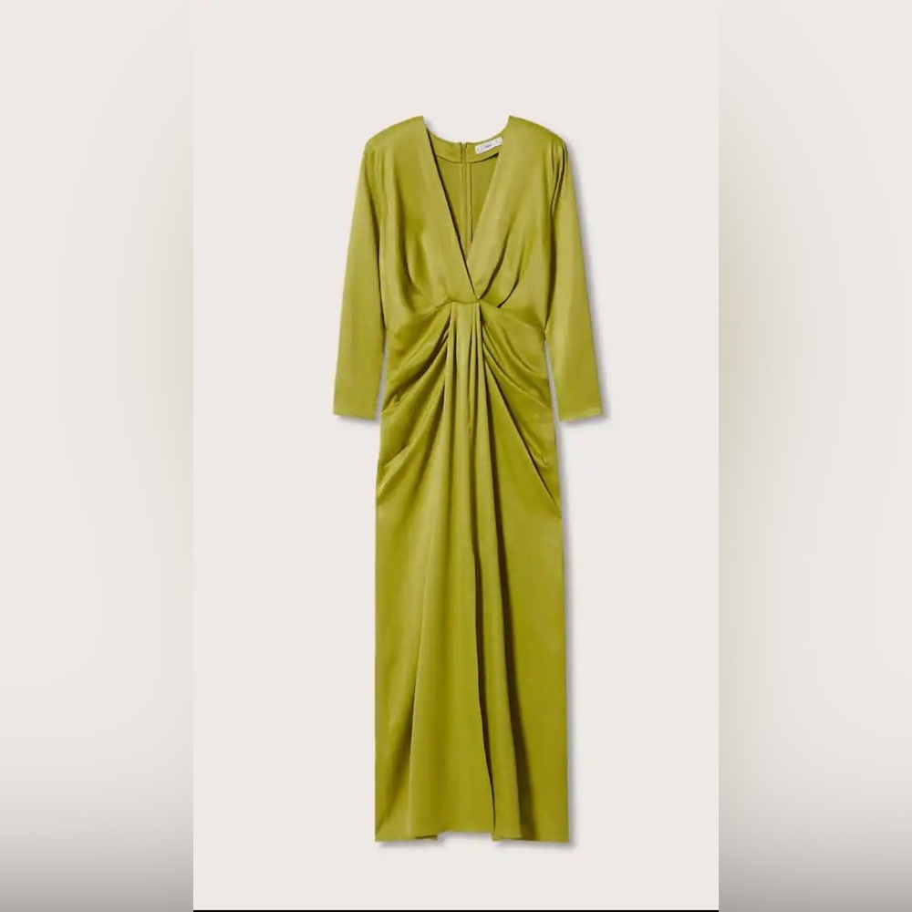 Mango Long Sleeve Dress in Olive Green